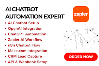 create ai chatbot automation with openai zapier n8n and make