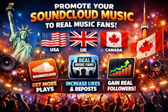 professionally promote your USA UK canada soundcloud tracks to real music fans