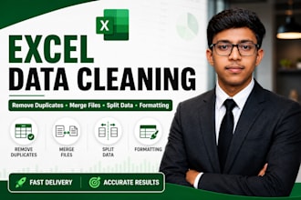 clean excel data, remove duplicates, split and merge files