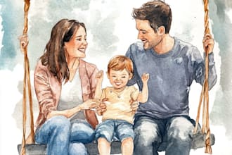 make watercolor family portrait
