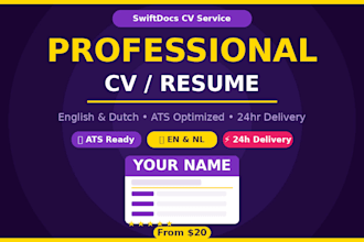 write a professional CV and resume in english or dutch