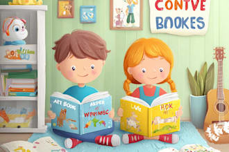 draw colorful children book illustrations and story scenes