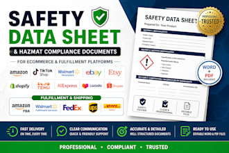 prepare safety data sheet and hazmat documents for ecommerce products