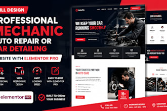 design a professional mechanic auto repair car detailing website with elementor