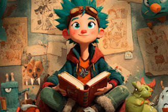 create a professional cartoon book cover illustration