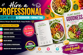 design, and write recipes for cookbook recipe book and ebook