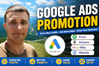 promote your fiverr gig, ebay, amazon product and website with google ads