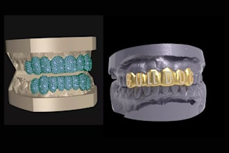 high detail 3d jewelry design, iced out grillz, gold teeth jewelry stl file