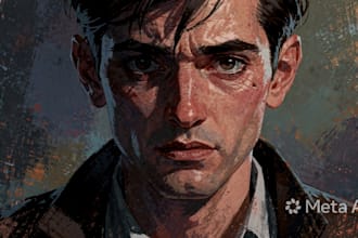 draw a stylized portrait, disco elysium art