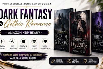 design premium dark fantasy book cover gothic romance cover for amazon KDP