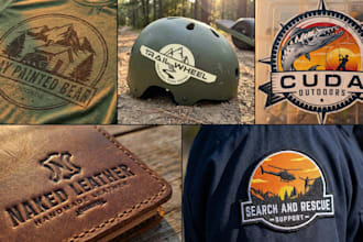 design a rugged vintage outdoor badge and adventure t shirt for you