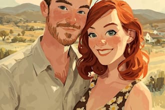 create a couple portrait illustrations