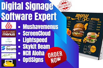 design menuboard mushavemenus screencloud lightspeed skykit beam ncr aloha xobo