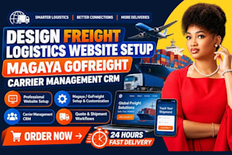 design freight logistics website setup magaya gofreight carrier management crm