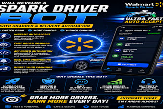 create spark driver automation bot, spark order grabber walmart delivery bot API
