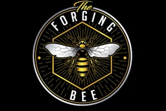do honey bee logo, vintage bee emblem, custom brand identity