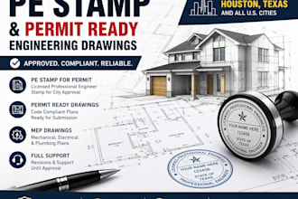 provide texas pe stamp for structural and civil engineering permit plans