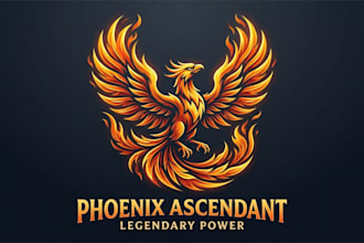 design a powerful and legendary phoenix logo for your brand