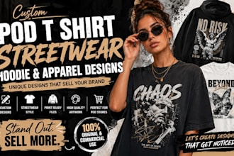 create custom pod t shirt streetwear hoodie apparel graphic designs