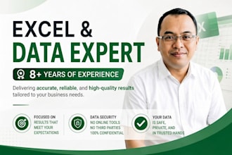 do excel data cleaning, formatting, PDF convert excel, data entry, data cleaning