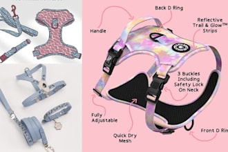 do fashion ready dog harness tech pack collar, leash, pet accessories tech pack