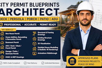 do city permit blueprints architect deck pergola porch patio adu permit drawing