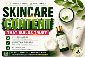 write research based skincare and beauty articles