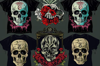 create skull illustration for t shirt design