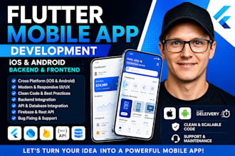develop flutter mobile app ios and android backend and frontend development