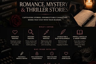 ghostwrite captivating romance, mystery and thriller stories
