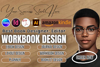 create premium workbook design for amazon kdp and printables