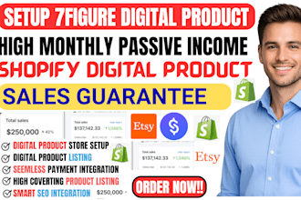 setup 7figure shopify digital product store etsy shop, stan store digital store