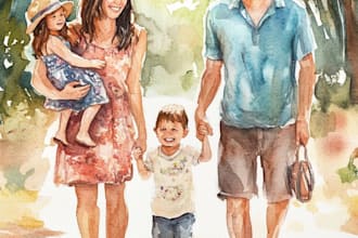 custom watercolor family portrait