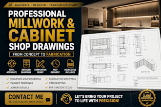 create professional millwork and cabinet shop drawings
