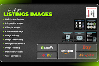 design amazon, ebay, etsy product listing images, infographic, lifestyle images