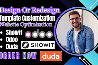 redesign or customize showit website, odoo website, duda website design