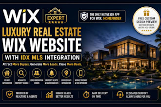 design luxury real estate wix website with idx mls integration, website redesign