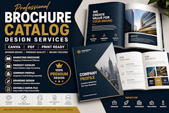 design company profile brochure catalog canva branding pdf layout