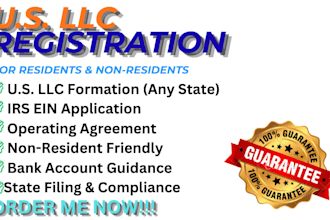do US llc registration, dba, ein number for US, llc formation and non residents