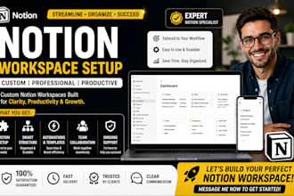 setup notion workspace template dashbord automation project management expert