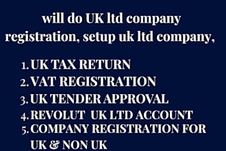 register UK ltd company, company formation and vat registration UK bank register