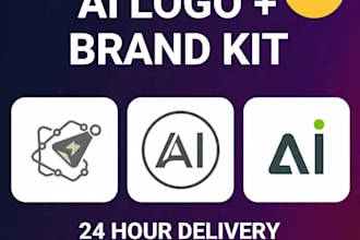 design a modern ai logo and brand kit for your startup in 24 hours