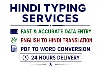 do hindi typing, transcription and data entry