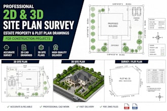 design 2d, 3d survey site plans and plot drawings for construction projects