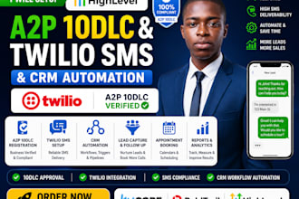 setup gohighlevel a2p 10dlc, twilio SMS and CRM automation