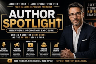 author interview, author podcast promotion, youtube author spotlight promotion