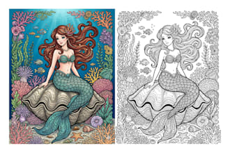design custom mermaid and animal coloring book pages