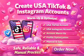 create USA tiktok account, USA instagram account, tiktok USA instagram account