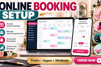 setup booking software with fresha, vagaro, square appointments and mindbody