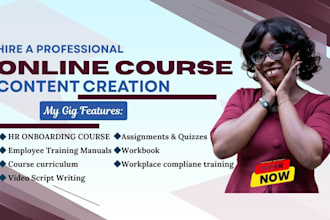 develop HR onboarding training course content and employee manuals